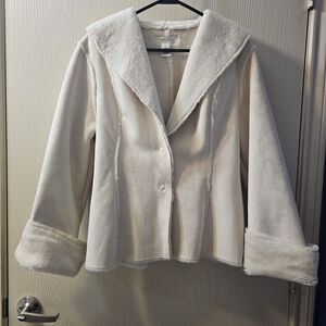 Cream Women's Jacket Sz L White House Black Market Cozy Warm Elegant